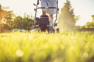 man mowing lawn