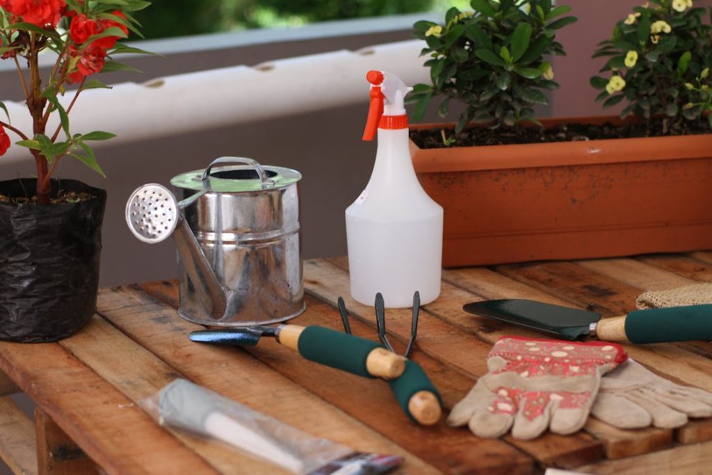 collection of gardening tools