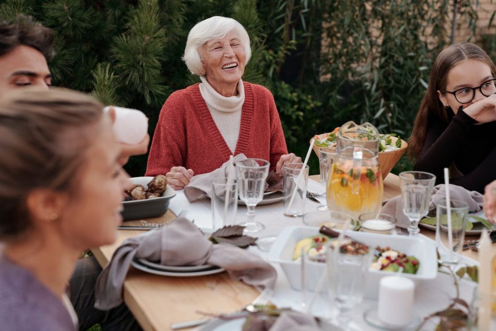 old lady at garden party
